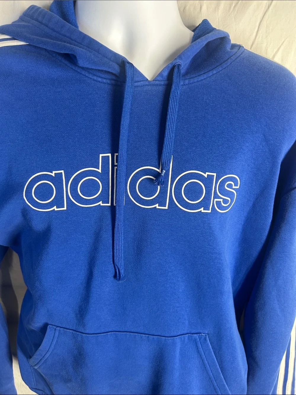 adidas Men’s Royal Blue Crewneck Hoodie with White Logo